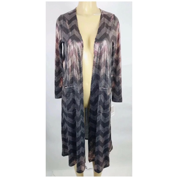 Lularoe Sarah Cardigan Duster Sz S Metallic - Picture 7 of 8